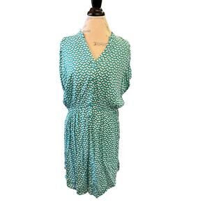 Pure Energy Women's Plus Size Floral Print Dress Green 1X EUC
